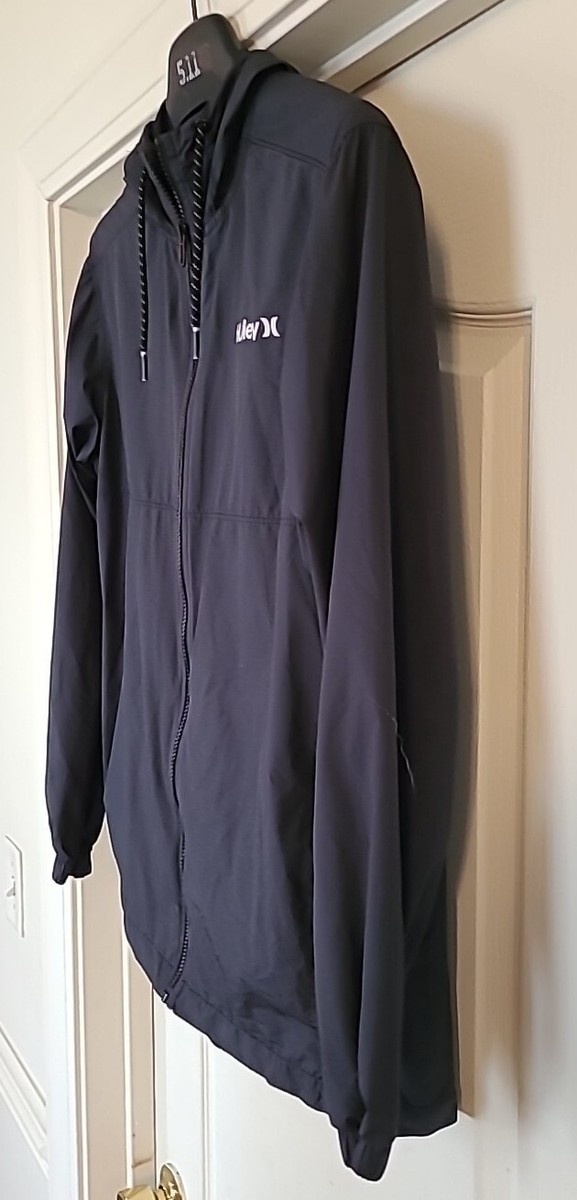 Hurley Windbreaker Jacket Adult Sz Sm Black Full Zip Hooded Hurley Windbreaker Jacket Adult Sz Sm Black Full Zip Hooded