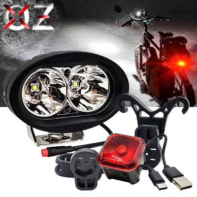 E-bike High Output LED Headlight & 4-Mode Smart Sensor Brake Light 12V - 60V