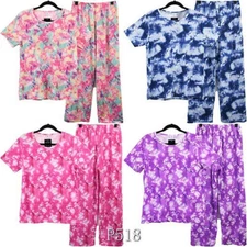 NEW   ladies asst colors   2 pc  tie dye   pajama "LONG PANTS"  set  NIGHTWEAR  