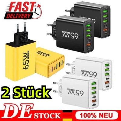 2X USB Mehrfach Schnell Ladegerät 6Fach Netzteil Adapter Handy Tablet QC 3.0 OVP