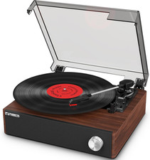 Bluetooth Vinyl Record Player with Speakers, Hi-Fi Belt-Drive Turntable for Vint