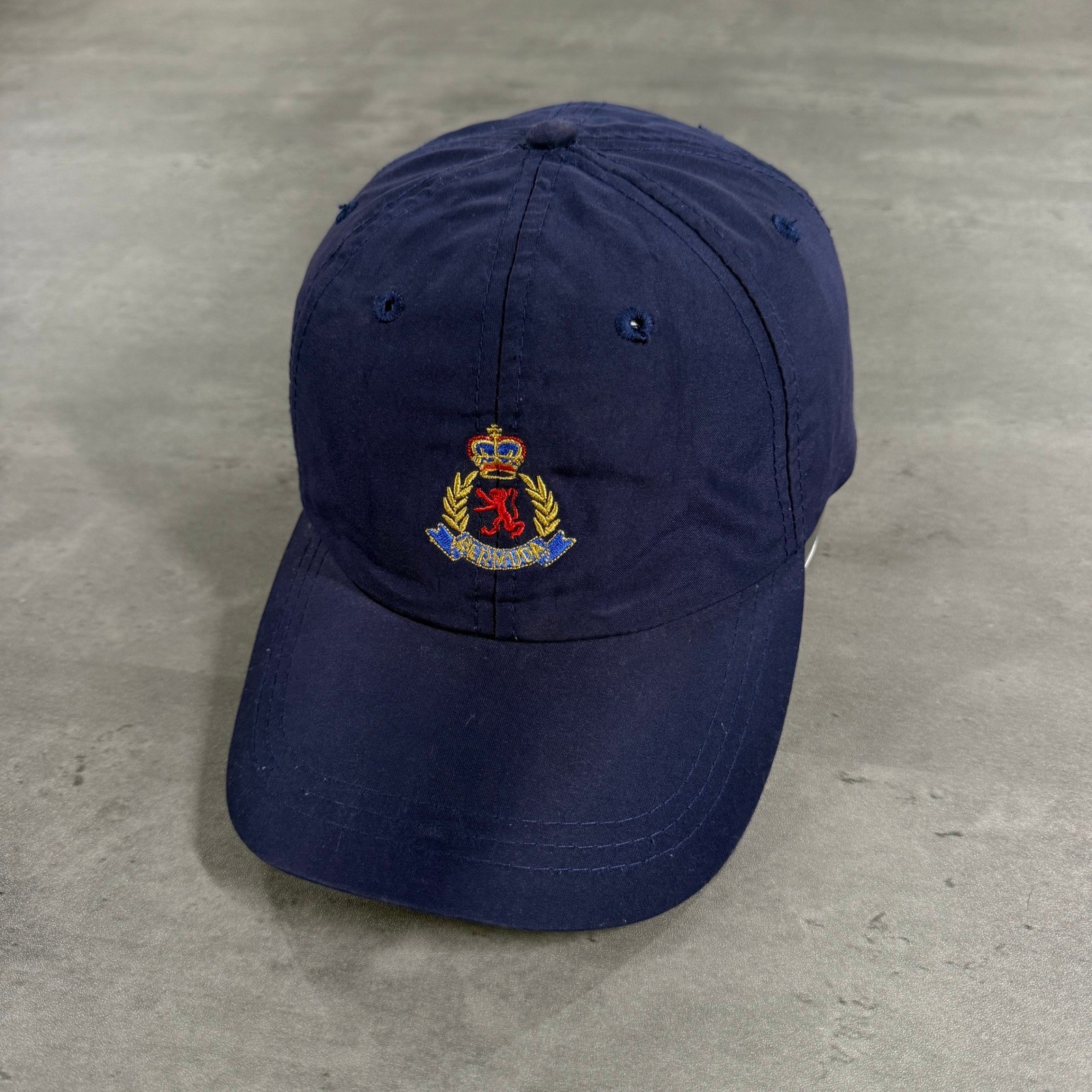 Bermuda Islands Hat Navy Blue Red Gold Crest Yacht Sail Prep