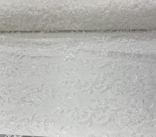 Off white Blossom Couture Lace Fabric Embroidered Sequin Floral Lace Fabric