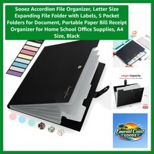 Elegant Accordion File Organizer - 5 Pocket Expanding Folder for A4 Documents