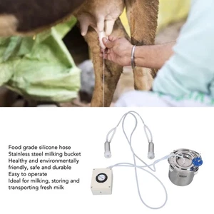 Cows Milking Machine With 6L Stainless Steel Bucket Silicone Hose 12000mAh⊹