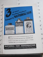 magazine ad 1942 NATIONAL Can Corp Polident denture Dr Lyon's tooth Corega Chem