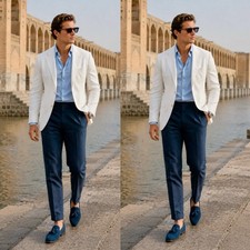 White Men's Suits Formal Business Wedding Groom Tuxedo Party Prom Casual 2Pieces