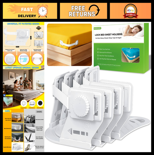 Heavy-Duty Bed Sheet Holders with Anti-Slip Pads, 4Pcs Sheet Grippers, Easy Inst - Foto 1 di 8