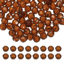8mm Round Crystal Beads, 100 Pcs Glass Faceted Ball Bead, Amber