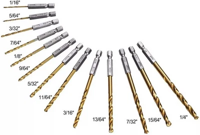 Marvtool Drill Bit 13Pcs HSS Titanium Coated Twist Drill Set Hex Shank For Metal