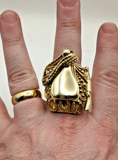 HUGE! Solid 9 Carat Fully Hallmarked Gold American Saddle Ring, Size Z. 99.5g