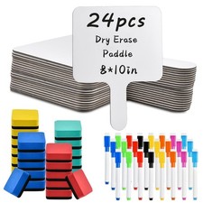 24 PCS Dry Erase Answer Paddle 10x8 Inch Auction Markers Erasers Bidding