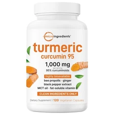 Pure Turmeric Curcumin Supplement 1000mg | 95% Curcuminoids | 120 Veggie Caps...