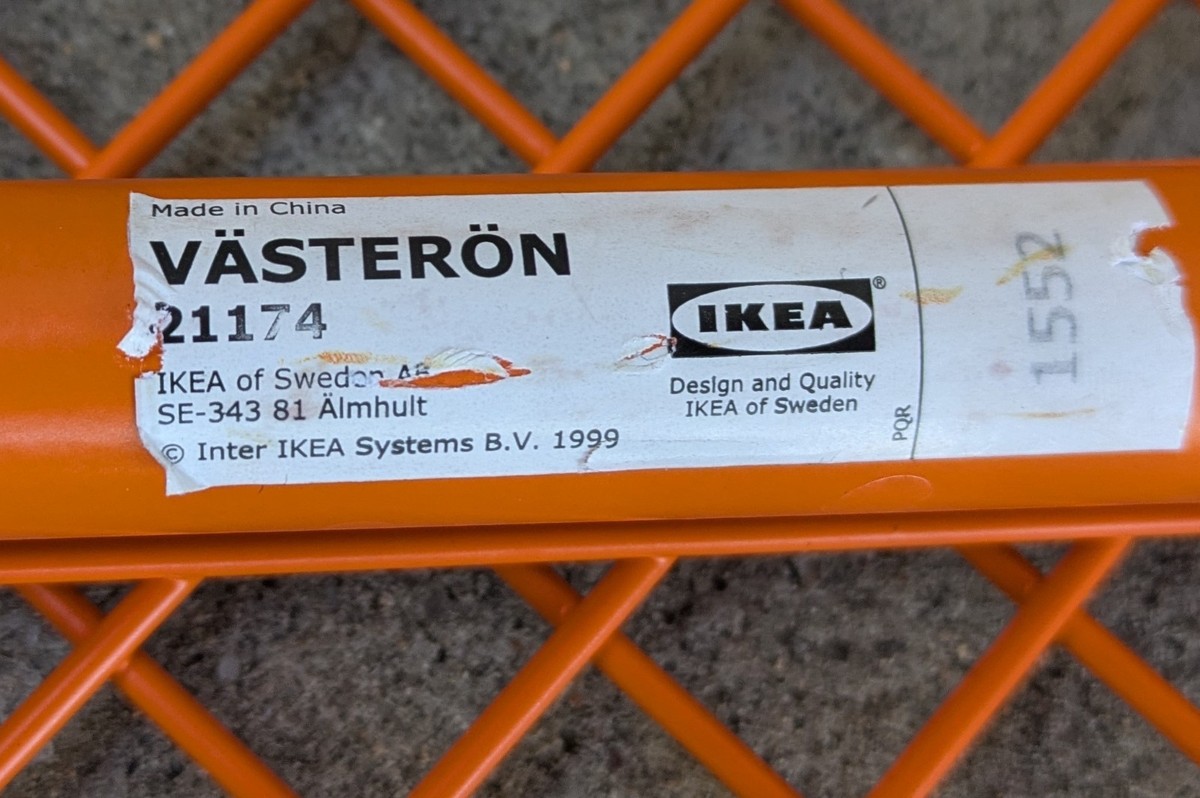 Vintage Set of 3 IKEA VÄSTERÖN Orange Metal Stools Tables