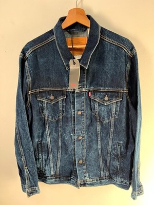 Levi's Premium Trucker Jacke Herren XL Blau Denim Dark Wash Knopfleiste Freizeit