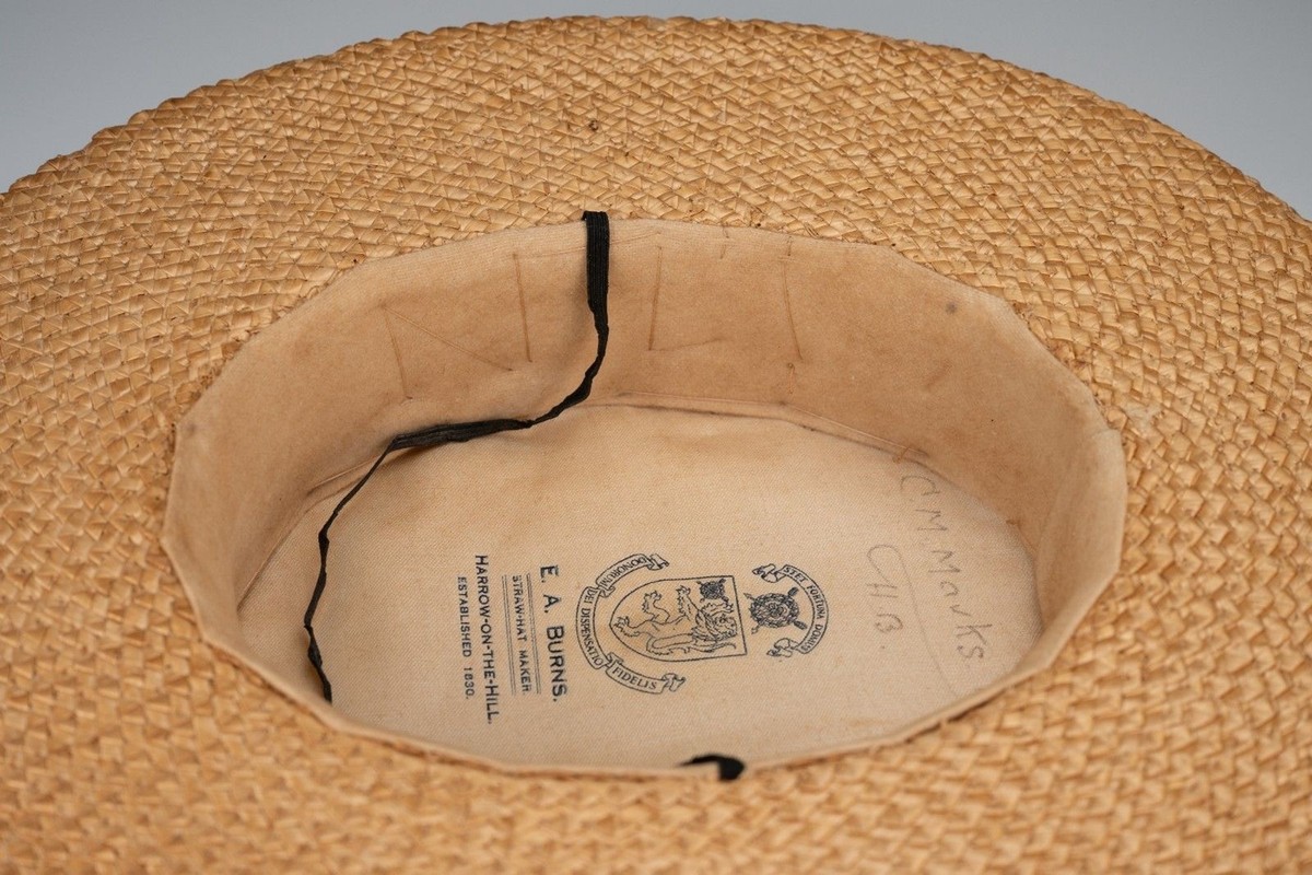 Antique Harrow School Straw Hat Boater E.A. Burns 1920s-1930s