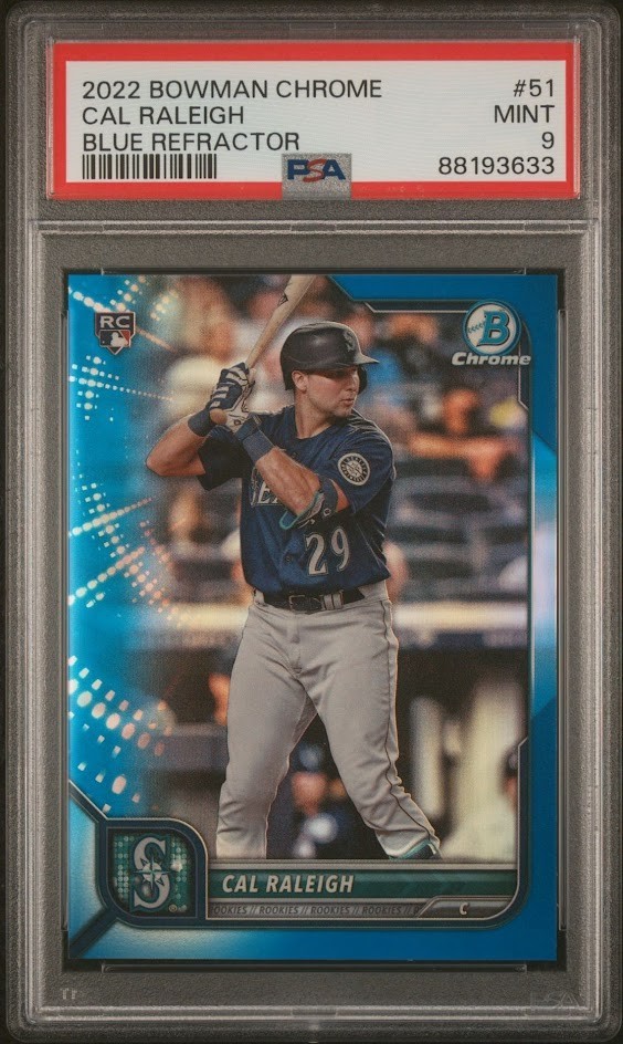 2022 Bowman Chrome - Cal Raleigh #51 Blue Refractor /150 (RC) PSA 9