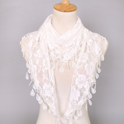 Dreieck Spitze Schal Korean Style Damen Hals Kopf Accessoire mit Rosen Design