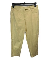 Counterparts Butter Yellow Cropped Stretch Cotton Pants Elastic Waist Size 10