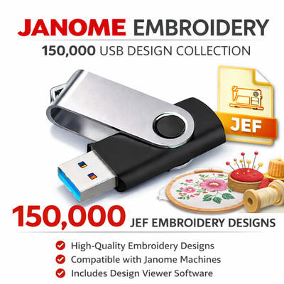 Janome Stickerei USB Design Sammlung + Viewer JEF 150.000 Designs!