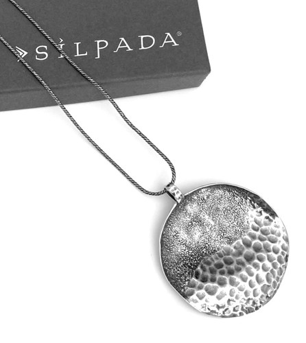 Collana SILPADA argento sterling grande rotonda DISCO ONDULATO MARTELLATO ~ #N1496 ~ NUOVA!