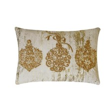 Gold Christmas Decor Lumbar Pillow Cover Velvet Holiday Pillows- Gold Adornments