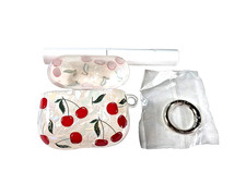 Apple Airpods Case TPU Protective Matt Blue and Cherry pattern Lot of 2
