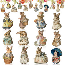 36 Pcs Easter Ornaments Easter Tree Decorations Hanging Bunny Flower Basket Wood