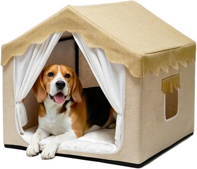 Indoor Dog House, Breeze Pet Tent with Sturdy Frame & Window, Dog Cave Bed with