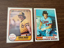 Chuck Baker 2 card lot 1981 Fleer #500 1982 Topps #253 Padres Twins vintage