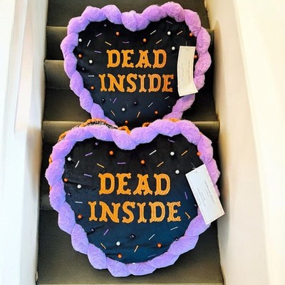 Set of 2 Cupcakes and Cashmere Dead Inside Heart Decorative Throw Pillow Gothic