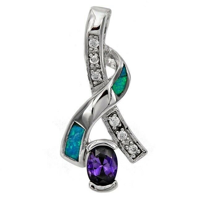 1CT Amethyst 925 Solid Sterling Silver Pendant Jewelry OE8