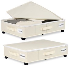 Under Bed Storage with Wheels, 2 Pack Under Bed Storage Containers with Label...