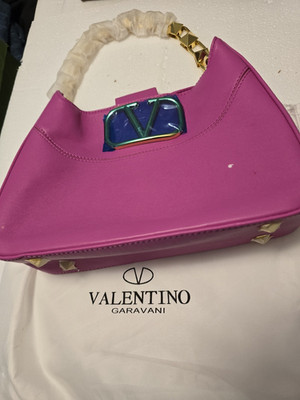 Valentino Garavani Pink Solid Satchel Top Handle Logo Gold Hardware w/ Dust Bag