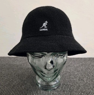  ️RETRO KANGOL BERMUDA CASUAL BUCKET HAT TERRY TOWELLING BLACK 0397BC LARGE