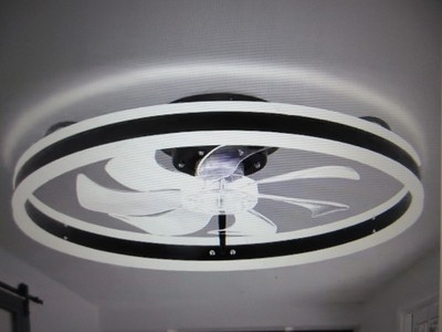Oaks Aura 20in. LED Indoor Black Bladeless Low Profile Ceiling Fan Flush Mount