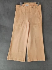Anthropologie Pilcro The Kit High Rise Crop Pants Size 27 Coral Casual Wide Leg