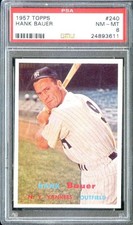 1957 TOPPS #240 HANK BAUER PSA 8 YANKEES UER