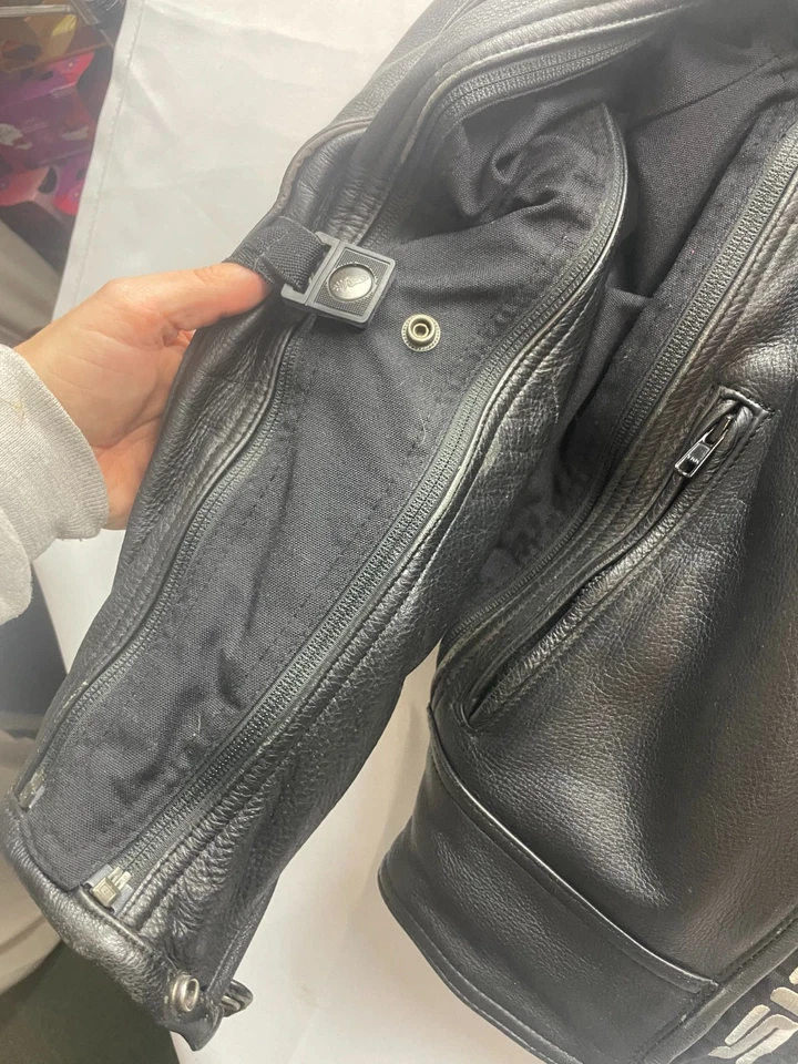 Chaqueta de Cuero Joe Rocket Sonic Para Hombre Mediana Negra Motocicleta Carreras Armadura Acolchada Foto 4 de 4