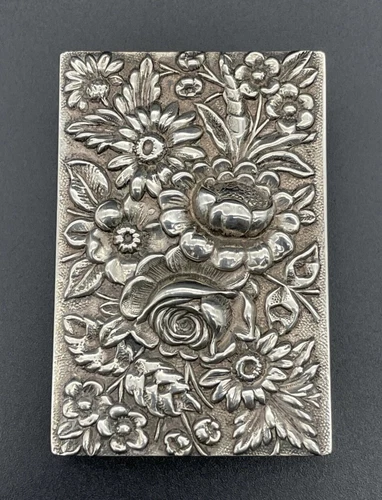 Large S. Kirk & Son Repousse Sterling Silver Matchbox Holder # 24