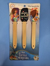 Disney 2023 Little Mermaid Mini Silicone Spatula 3 Pc Set Wooden Handle