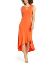 MSRP $99 Thalia Sodi Flounce-Hem Maxi Dress Orange Size Medium