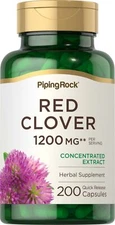 Red Clover Capsules 1200mg | 200 Capsules | Non-GMO | by Piping Rock