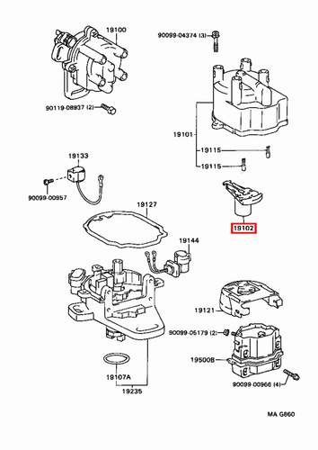 Genuine MR2 SW21 SW20 Sprinter AE101 3SGTE 5S 4AGE Distributor Cap Rotor Button - Picture 20 of 20