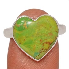 Heart - Composite Mohave Green Turquoise 925 Silver Ring Jewelry s.9.5 CR67217