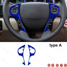 Cubierta de botón del volante de fibra de carbono azul tipo A para Honda Accord 13-17