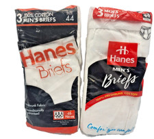 Vintage Mens Hanes White Briefs Underwear Cotton Style 2249 Size 44 W 6 pairs