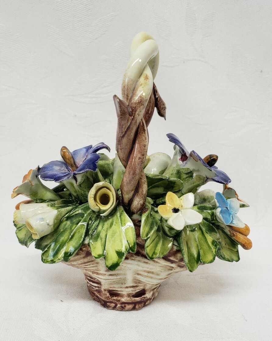 VINTAGE CAPODIMONTE CAPO DI MONTE ITALIAN POTTERY FLOWER BASKET | eBay