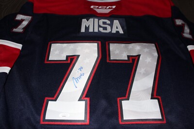 Michael Misa Autographed Saginaw Spirit OHL Navy CCM Jersey JSA | eBay