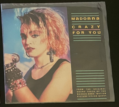 Madonna 45 RPM Crazy for You/Berlin Picture Sleeve Geffen Vision Quest 1985